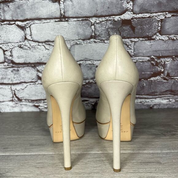 Casadei Cream Tan Patent Leather Platform Heels - Picture 6 of 15